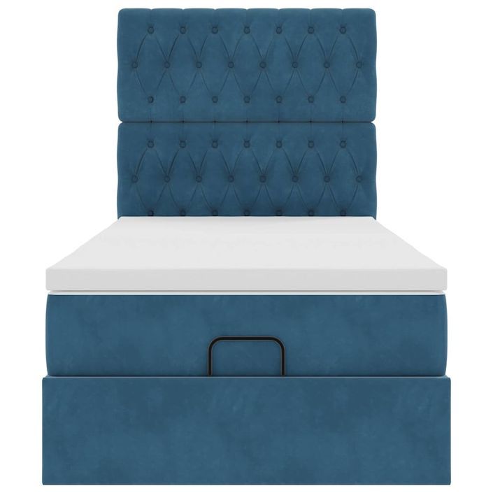 Cadre de lit ottoman avec matelas bleu foncé 90x200 cm velours - Photo n°5