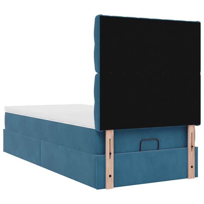 Cadre de lit ottoman avec matelas bleu foncé 90x200 cm velours - Photo n°8