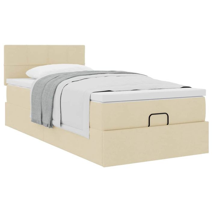 Cadre de lit ottoman avec matelas crème 100x200cm tissu - Photo n°4