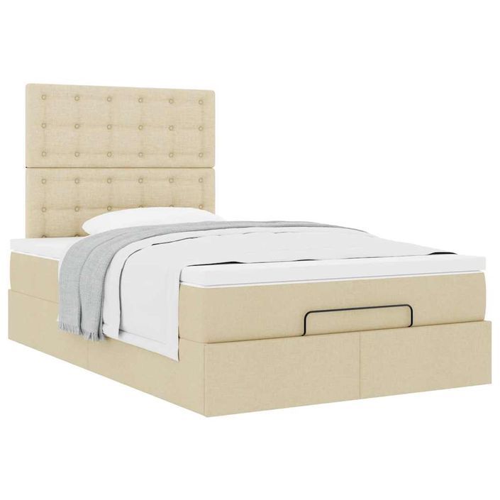 Cadre de lit ottoman avec matelas crème 120x200cm tissu - Photo n°4