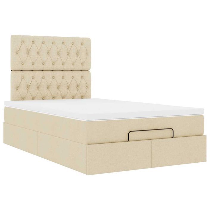 Cadre de lit ottoman avec matelas crème 120x200cm tissu - Photo n°8