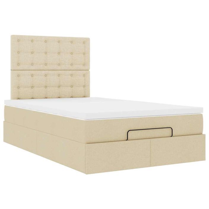 Cadre de lit ottoman avec matelas crème 120x200cm tissu - Photo n°5