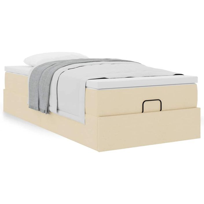 Cadre de lit ottoman avec matelas crème 80x200 cm tissu - Photo n°1