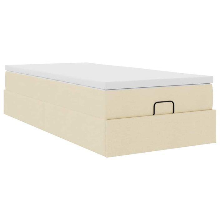 Cadre de lit ottoman avec matelas crème 80x200 cm tissu - Photo n°2