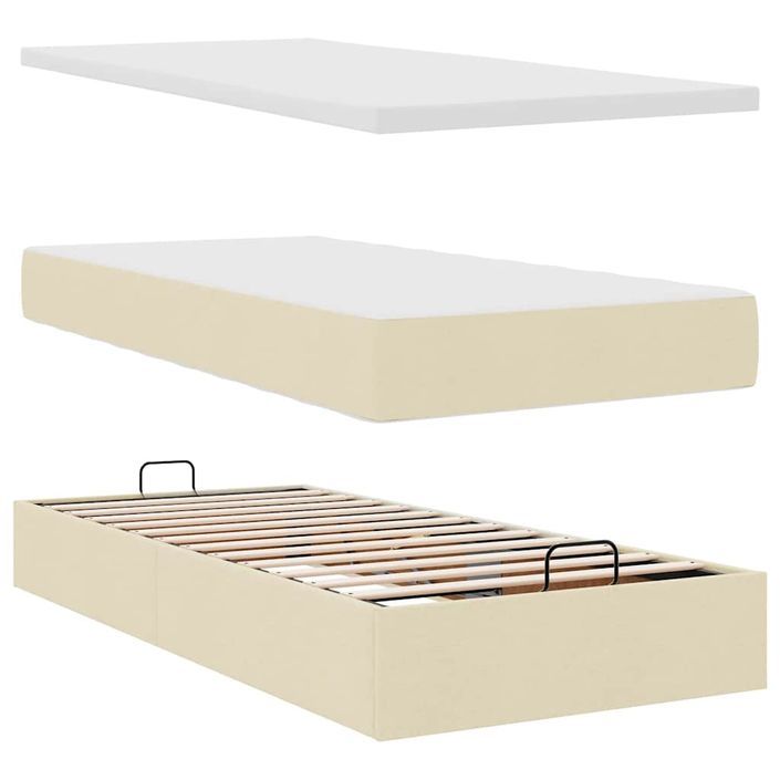 Cadre de lit ottoman avec matelas crème 80x200 cm tissu - Photo n°6