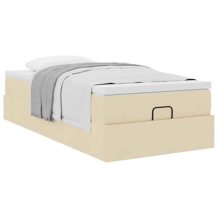 Cadre de lit ottoman avec matelas crème 90x190 cm tissu - Photo n°4