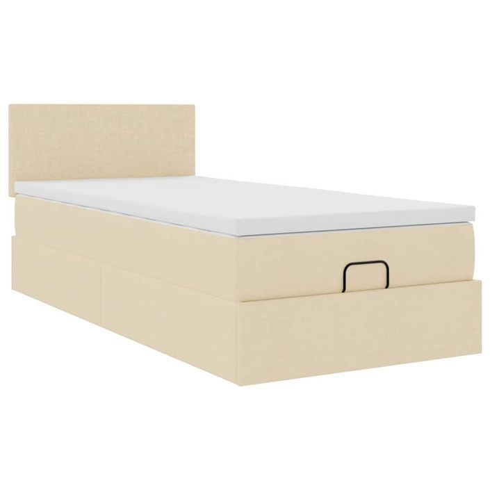 Cadre de lit ottoman avec matelas crème 90x200 cm tissu - Photo n°2