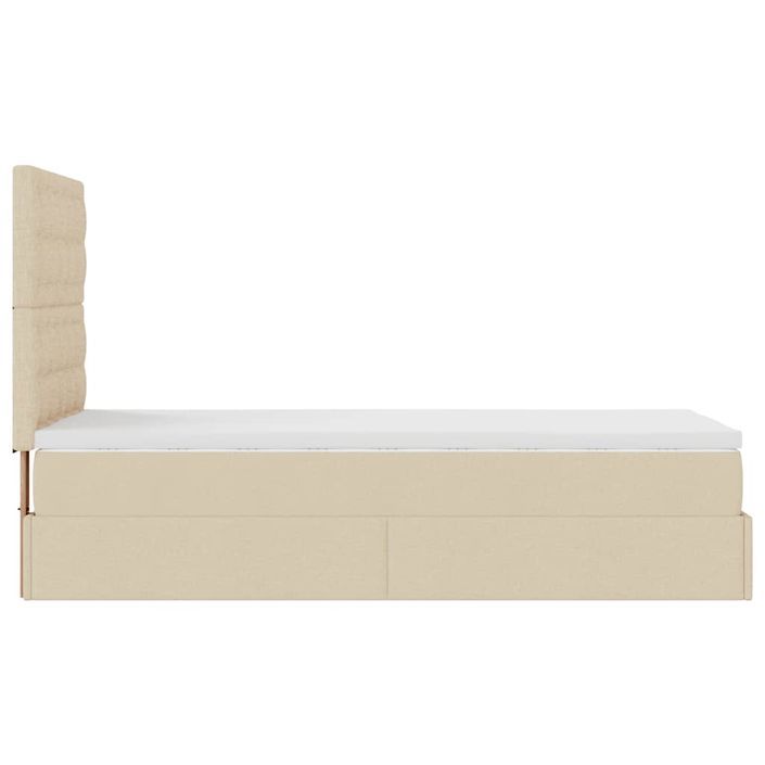 Cadre de lit ottoman avec matelas crème 90x200 cm tissu - Photo n°8