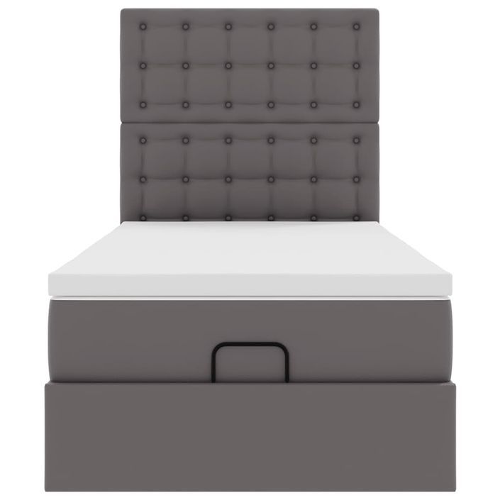 Cadre de lit ottoman avec matelas gris 100x200 cm similicuir - Photo n°6