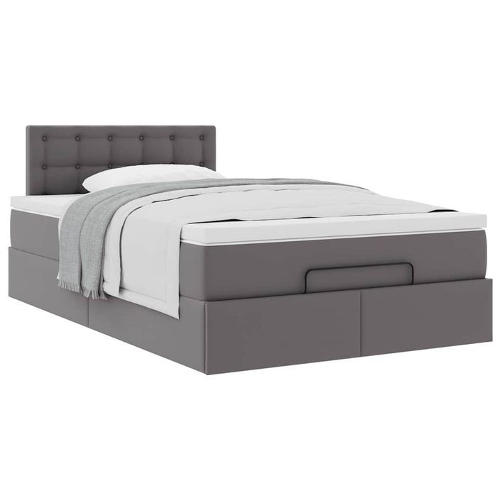 Cadre de lit ottoman avec matelas gris 120x200 cm similicuir - Photo n°3