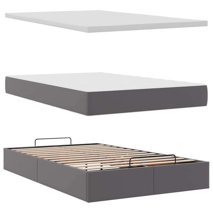 Cadre de lit ottoman avec matelas gris 120x200 cm similicuir - Photo n°6