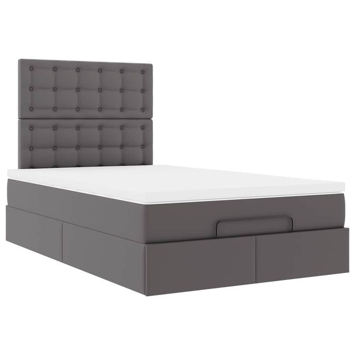 Cadre de lit ottoman avec matelas gris 120x200 cm similicuir - Photo n°2