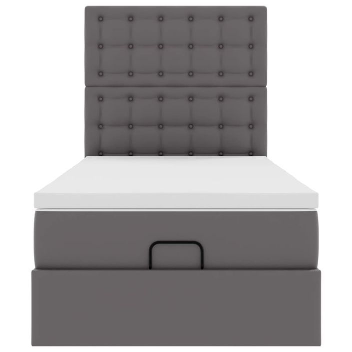 Cadre de lit ottoman avec matelas gris 90x200 cm similicuir - Photo n°6