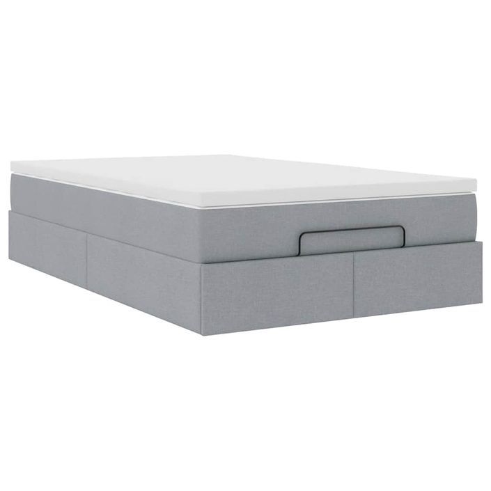 Cadre de lit ottoman avec matelas gris clair 120x190 cm tissu - Photo n°2