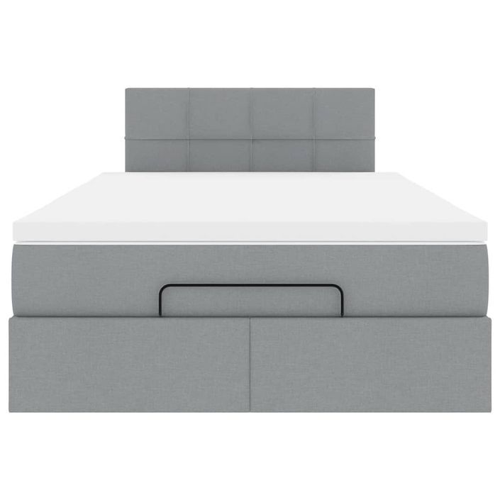 Cadre de lit ottoman avec matelas gris clair 120x190 cm tissu - Photo n°5