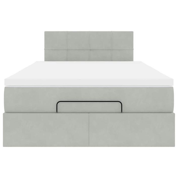 Cadre de lit ottoman avec matelas gris clair 120x190 cm velours - Photo n°5