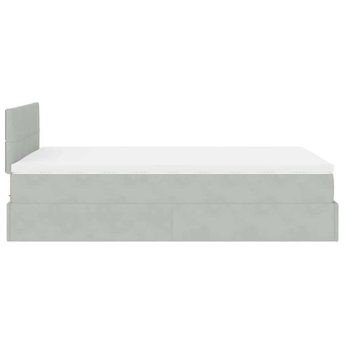 Cadre de lit ottoman avec matelas gris clair 120x190 cm velours - Photo n°8