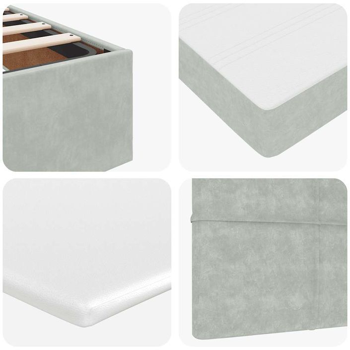 Cadre de lit ottoman avec matelas gris clair 120x190 cm velours - Photo n°11