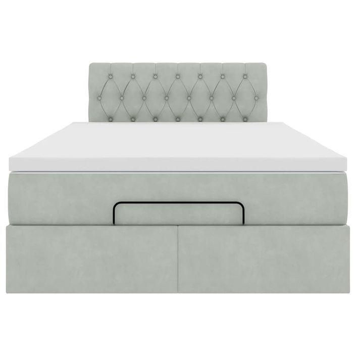 Cadre de lit ottoman avec matelas gris clair 120x190 cm velours - Photo n°6