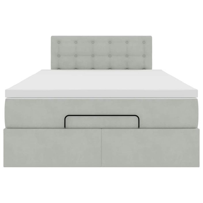 Cadre de lit ottoman avec matelas gris clair 120x190 cm velours - Photo n°6