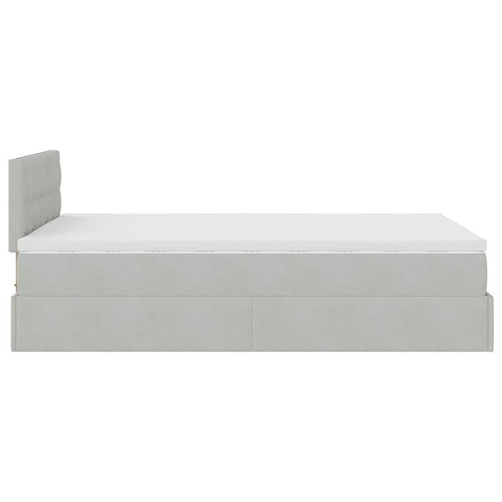 Cadre de lit ottoman avec matelas gris clair 120x190 cm velours - Photo n°9