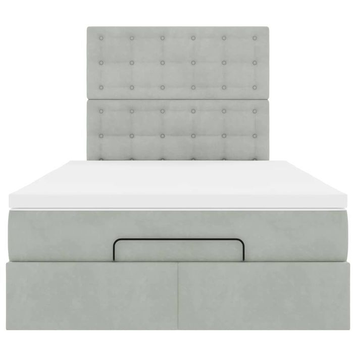 Cadre de lit ottoman avec matelas gris clair 120x190 cm velours - Photo n°5