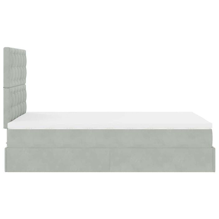 Cadre de lit ottoman avec matelas gris clair 120x190 cm velours - Photo n°6