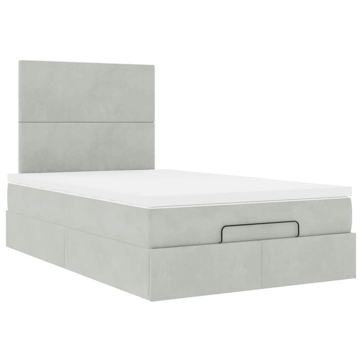 Cadre de lit ottoman avec matelas gris clair 120x190 cm velours - Photo n°5