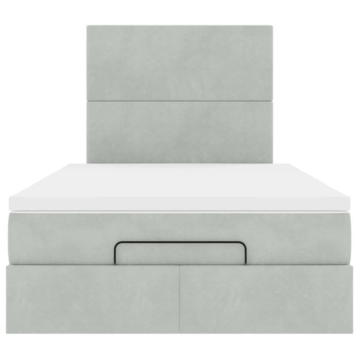 Cadre de lit ottoman avec matelas gris clair 120x190 cm velours - Photo n°11