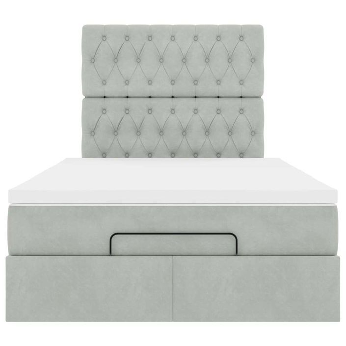 Cadre de lit ottoman avec matelas gris clair 120x190 cm velours - Photo n°6