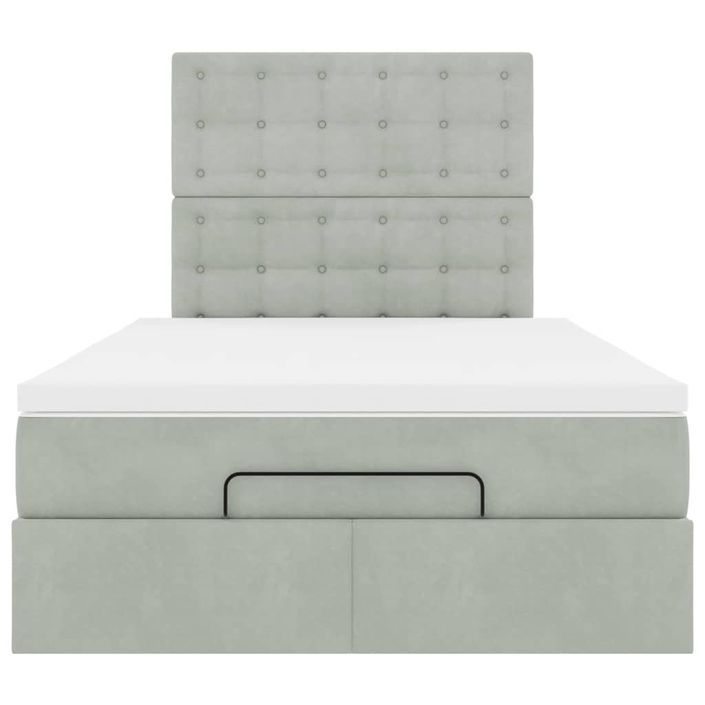 Cadre de lit ottoman avec matelas gris clair 120x190 cm velours - Photo n°6