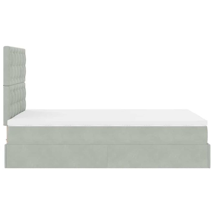 Cadre de lit ottoman avec matelas gris clair 120x190 cm velours - Photo n°7