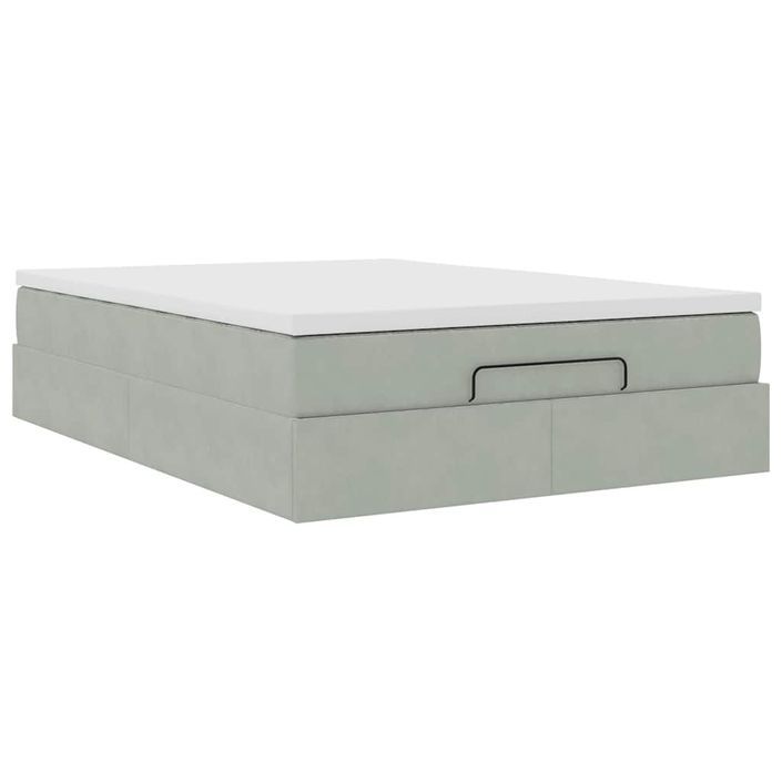 Cadre de lit ottoman avec matelas gris clair 140x200 cm velours - Photo n°2