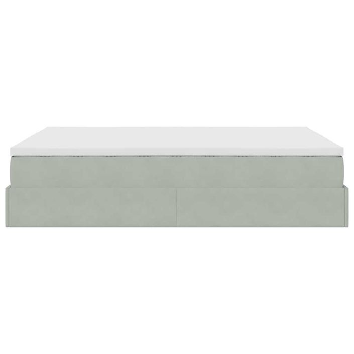 Cadre de lit ottoman avec matelas gris clair 140x200 cm velours - Photo n°7