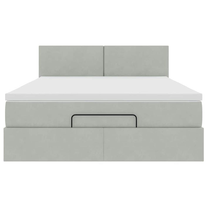 Cadre de lit ottoman avec matelas gris clair 140x200 cm velours - Photo n°5