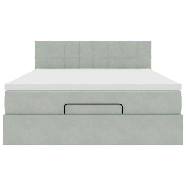 Cadre de lit ottoman avec matelas gris clair 140x200 cm velours - Photo n°5