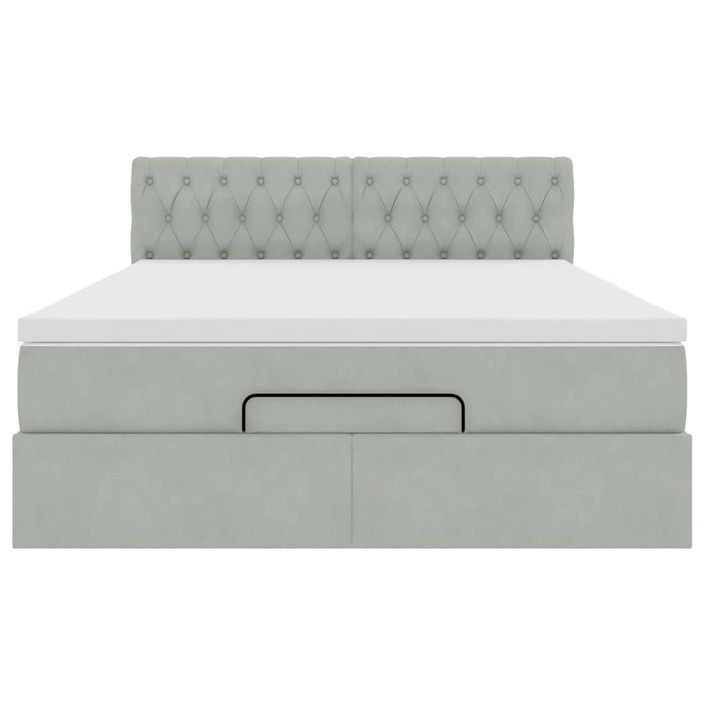 Cadre de lit ottoman avec matelas gris clair 140x200 cm velours - Photo n°5