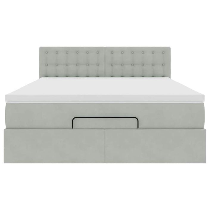 Cadre de lit ottoman avec matelas gris clair 140x200 cm velours - Photo n°5