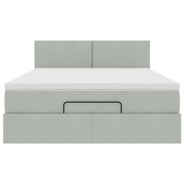 Cadre de lit ottoman avec matelas gris clair 140x200 cm velours - Photo n°6