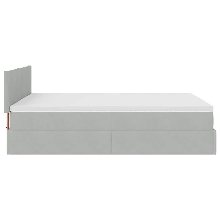 Cadre de lit ottoman avec matelas gris clair 140x200 cm velours - Photo n°9