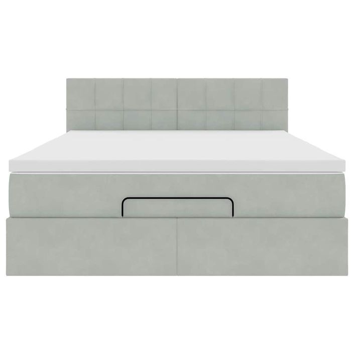 Cadre de lit ottoman avec matelas gris clair 140x200 cm velours - Photo n°6