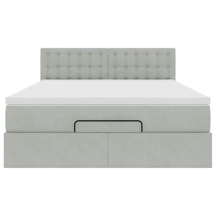 Cadre de lit ottoman avec matelas gris clair 140x200 cm velours - Photo n°6