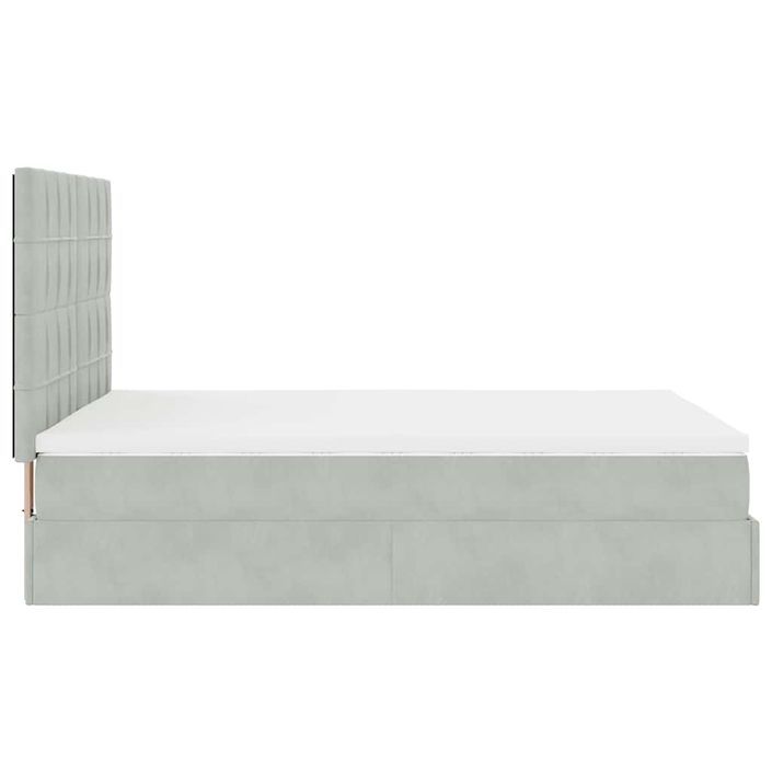 Cadre de lit ottoman avec matelas gris clair 140x200 cm velours - Photo n°6