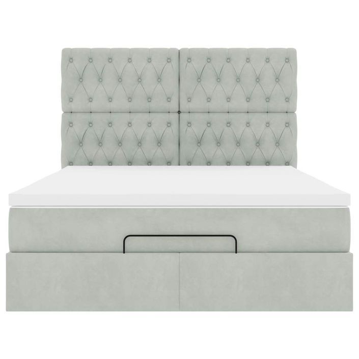 Cadre de lit ottoman avec matelas gris clair 140x200 cm velours - Photo n°5