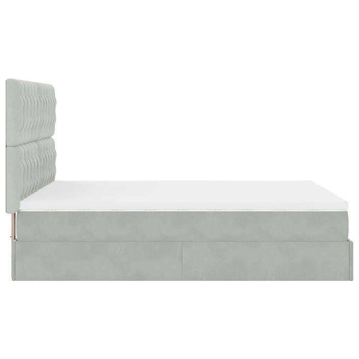 Cadre de lit ottoman avec matelas gris clair 140x200 cm velours - Photo n°6