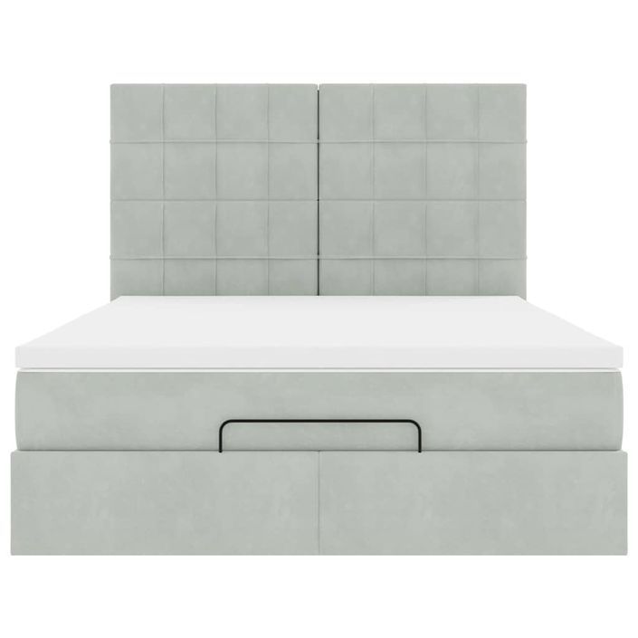 Cadre de lit ottoman avec matelas gris clair 140x200 cm velours - Photo n°6