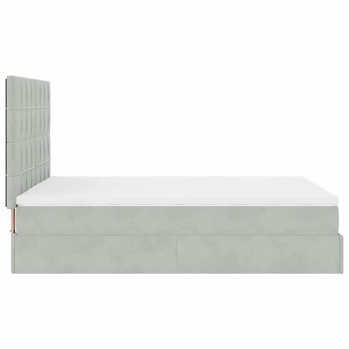 Cadre de lit ottoman avec matelas gris clair 140x200 cm velours - Photo n°7