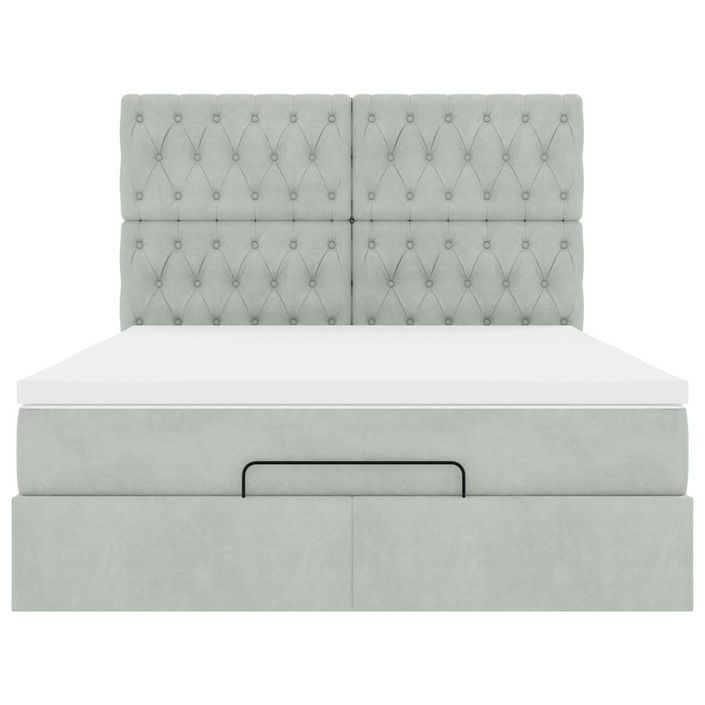 Cadre de lit ottoman avec matelas gris clair 140x200 cm velours - Photo n°6