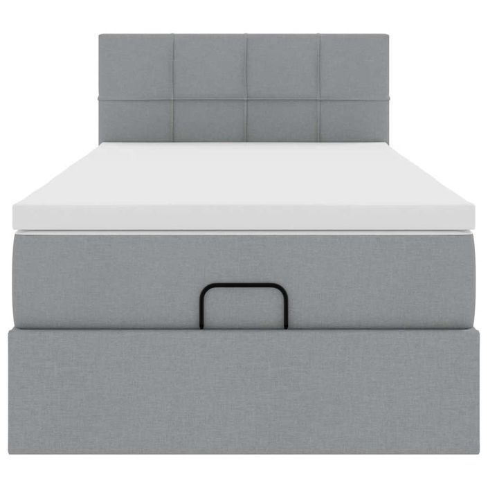 Cadre de lit ottoman avec matelas gris clair 80x200 cm tissu - Photo n°5