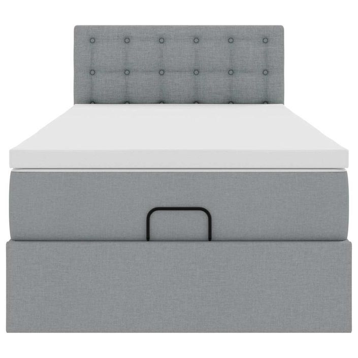 Cadre de lit ottoman avec matelas gris clair 80x200 cm tissu - Photo n°5